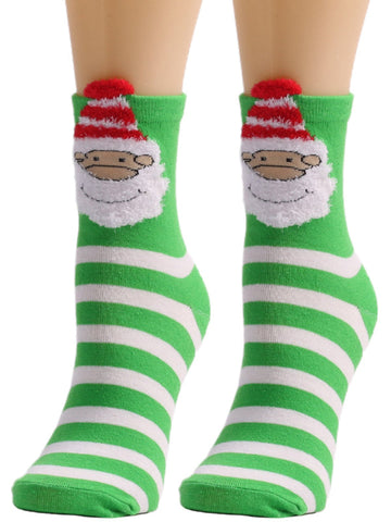 Women's Christmas Cute Cartoon Striped Socks