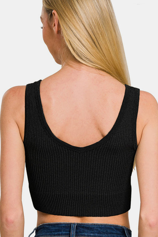 Zenana Ribbed Seamless Tank with Pads