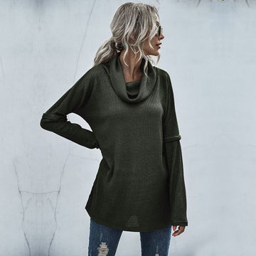 pile collar bottoming knitted sweater women's long sleeve inner layer