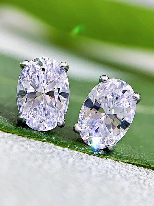 Women's Elegant Zircon Silver Stud Earrings
