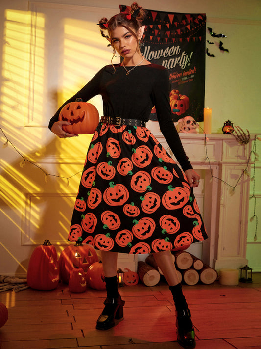 Women's Halloween print swing dress