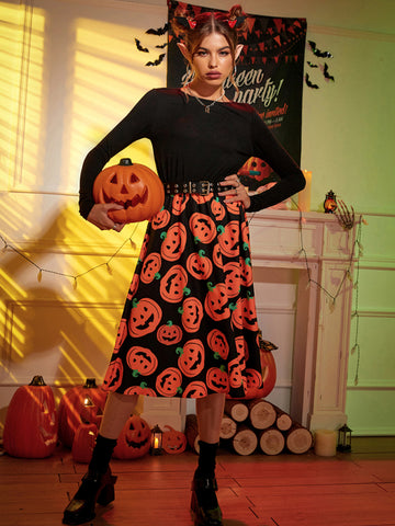 Women's Halloween print swing dress