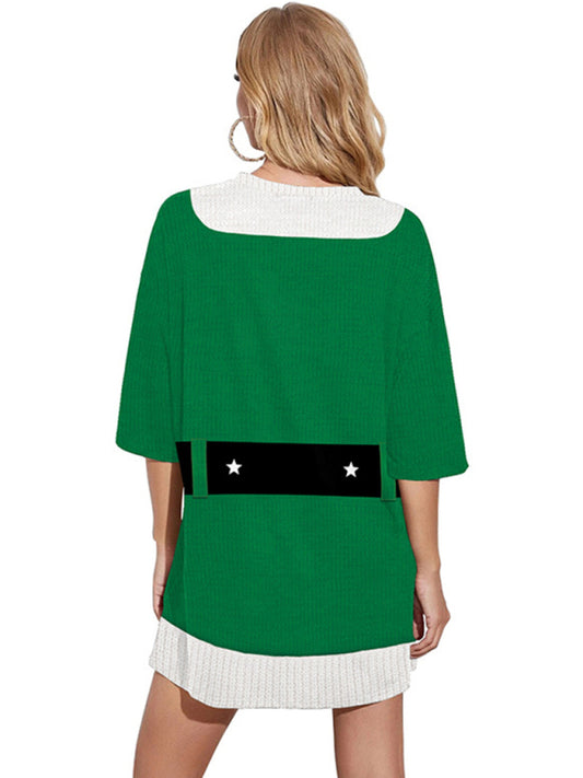 Women's Long Christmas Print Loose Top