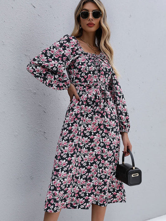 Women's long -sleeved casual fashion versatile dress