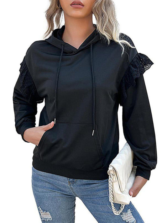 New women's long-sleeved solid color hooded sweater