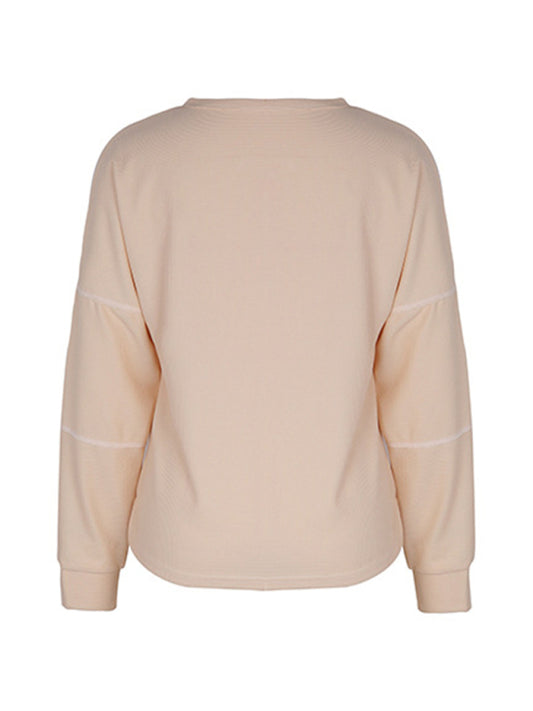 Women's New Long Sleeve Solid Color Knitted Tops