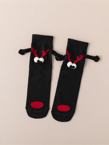 New Christmas gift knitted holding hands socks magnetic socks funny personalized couple socks