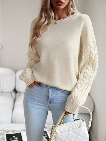 Women's new casual round neck long sleeve knitted sweater